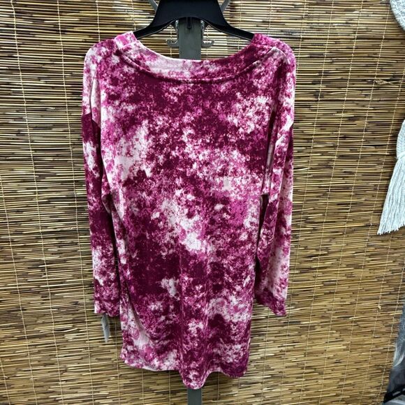 Jenni Women S Printed Long-Sleeve Sleep Shirt Pink Splash Tie Dye (Pink Splash T - Picture 3 of 3